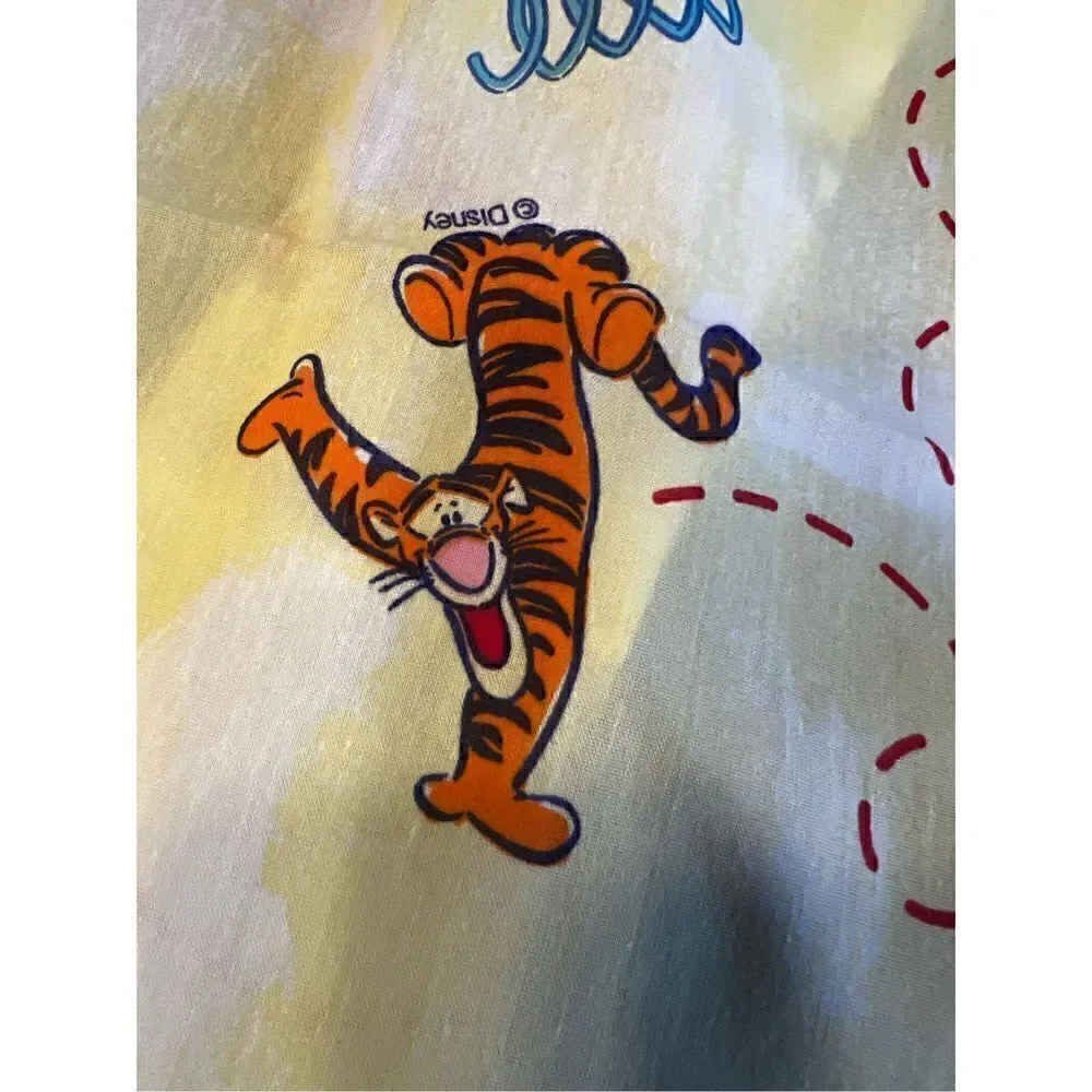 vintage Disney winnie the pooh tigger hopping yellow 2 curtain panels 40x63 each